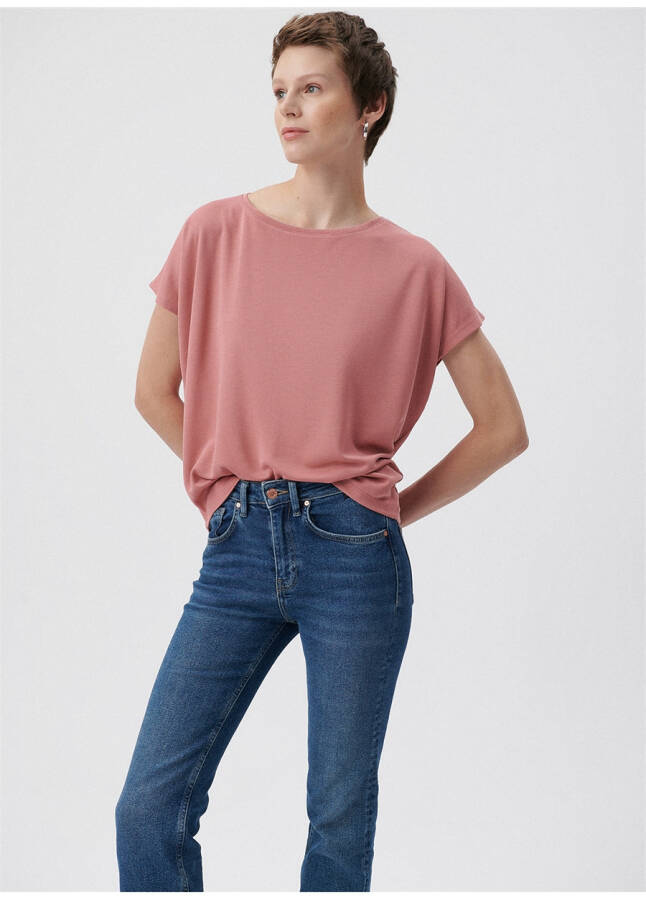 Blue Wide Neck Pink Women's T-Shirt M167245-71072-SHORT SLEEVE T-SHIRT - 14