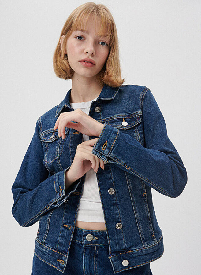 Blue Women's Denim Jacket 1113632061 - 1