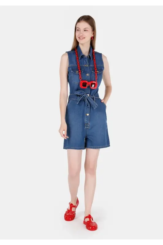 Blue women's shorts - 1