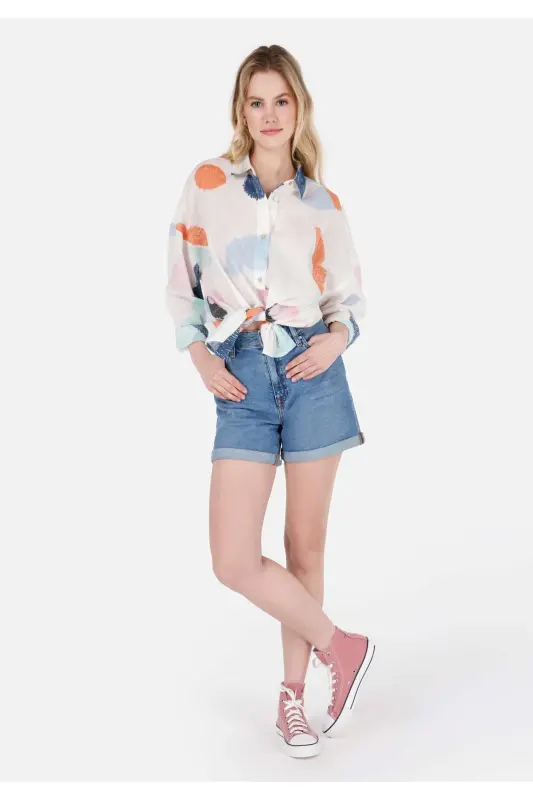 Blue women's shorts - 1