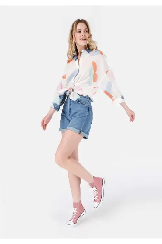 Blue women's shorts - 3