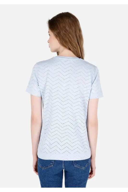 Blue women's T-shirt, short sleeve - 2