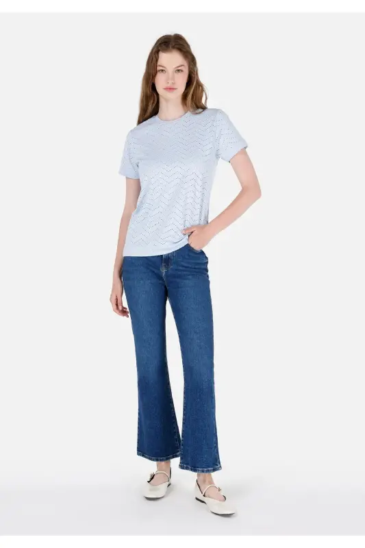 Blue women's T-shirt, short sleeve - 3