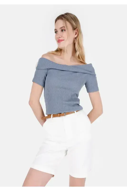 Blue Women's T-shirt Short Sleeve - 1