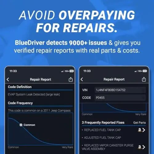 BlueDriver OBD2 Scanner Bluetooth, No Subscription, ABS SRS TPMS | OBDII Diagnostic Scan Tool, Car Scanner & Code Reader, iPhone & Android, Check Engine, Repair Reports, Vehicles 1996+ - 5