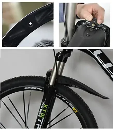 BlueSunshine Adjustable Road Mountain Bike Bicycle Cycling Tire Front/Rear Mud Guards Mudguard Fenders Set (Black) - 5