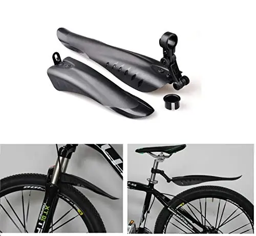 BlueSunshine Adjustable Road Mountain Bike Bicycle Cycling Tire Front/Rear Mud Guards Mudguard Fenders Set (Black) - 2