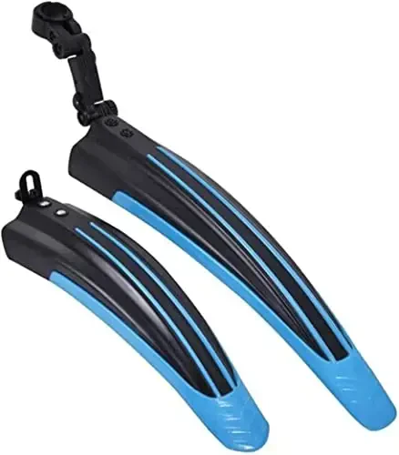 BlueSunshine Adjustable Road Mountain Bike Bicycle Cycling Tire Front/Rear Mud Guards Mudguard Fenders Set (Blue + Black) 