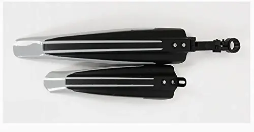 BlueSunshine Adjustable Road Mountain Bike Bicycle Cycling Tire Front/Rear Mud Guards Mudguard Fenders Set (Gray + Black) - 4