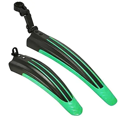 BlueSunshine Adjustable Road Mountain Bike Bicycle Cycling Tire Front/Rear Mud Guards Mudguard Fenders Set (Green + Black) - WIROJ