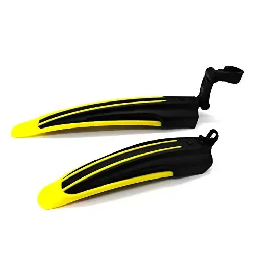 BlueSunshine Adjustable Road Mountain Bike Bicycle Cycling Tire Front/Rear Mud Guards Mudguard Fenders Set (Yellow + Black) 
