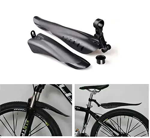BlueSunshine Adjustable Road Mountain Bike Bicycle Cycling Tire Front/Rear Mud Guards Mudguard Fenders Set (Black) - WIROJ (1)