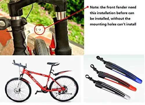 BlueSunshine Adjustable Road Mountain Bike Bicycle Cycling Tire Front/Rear Mud Guards Mudguard Fenders Set (Green + Black) - 2