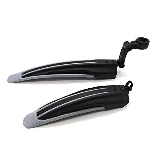BlueSunshine Adjustable Road Mountain Bike Bicycle Cycling Tire Front/Rear Mud Guards Mudguard Fenders Set (Gray + Black) 