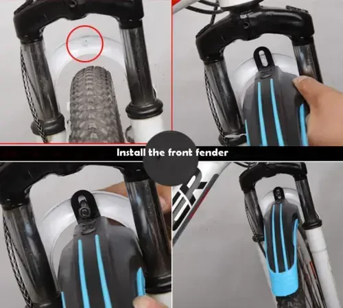 BlueSunshine Adjustable Road Mountain Bike Bicycle Cycling Tire Front/Rear Mud Guards Mudguard Fenders Set (All Black) - 7