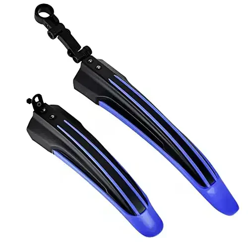 BlueSunshine Adjustable Road Mountain Bike Bicycle Cycling Tire Front/Rear Mud Guards Mudguard Fenders Set (Deep Blue + Black) 