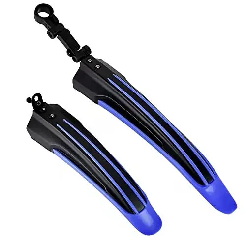 BlueSunshine Adjustable Road Mountain Bike Bicycle Cycling Tire Front/Rear Mud Guards Mudguard Fenders Set (Deep Blue + Black) - 1