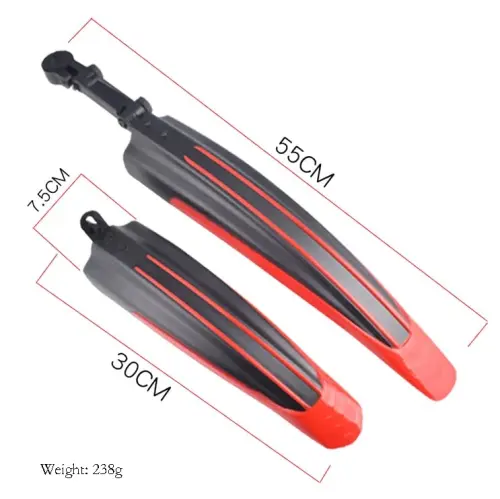 BlueSunshine Adjustable Road Mountain Bike Bicycle Cycling Tire Front/Rear Mud Guards Mudguard Fenders Set (Blue + Black) - BLUESUNSHINE (1)