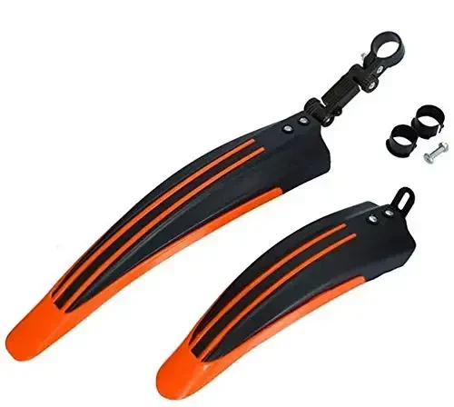 BlueSunshine Bike Fender, Adjustable Road Mountain Bike Bicycle Cycling Tire Front/Rear Mud Guards Mudguard Fenders Set (Orange + Black) - WIROJ