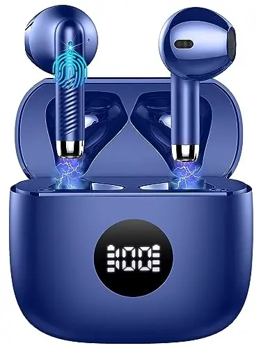 Bluetooth 5.3 Earbuds with LED Display, Bass Stereo, Noise Cancelling Mic, 40H Playback - Waterproof Sports Earphones for Android/iOS - 3