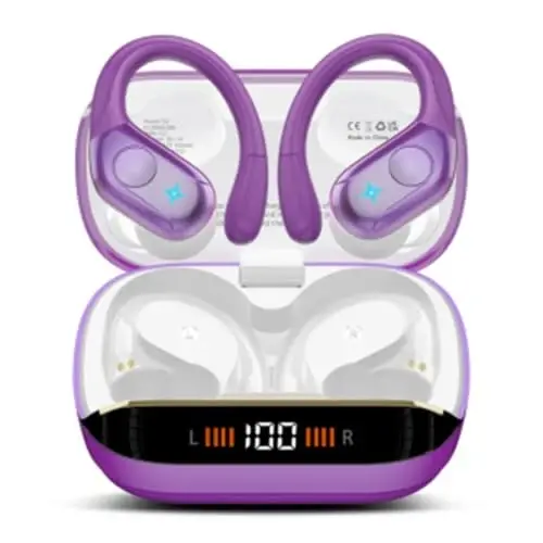 Bluetooth 5.4 Headphones Wireless Earbuds Sports, 75Hrs Bass Hi-Fi Stereo | Over Ear Buds with Earhook, ENC Noise Cancelling Headset, IP-X7 Waterproof Earphones for Running Workout Gym Android iOS - 1