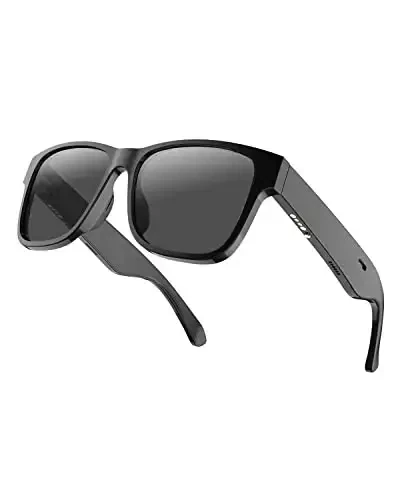Bluetooth Audio Smart Glasses для мужчин и женщин, RUIMEN Smart Sunglasses с динамиками и микрофонами Open Ear Music Hands-Free Calling, Volume Control, Anti-UV Lens, IP4 Waterproof Classic Black Standard Size - BLUETOOTH