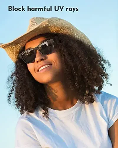 Bluetooth Audio Smart Glasses для мужчин и женщин, RUIMEN Smart Sunglasses с динамиками и микрофонами Open Ear Music Hands-Free Calling, Volume Control, Anti-UV Lens, IP4 Waterproof Classic Black Standard Size - 6