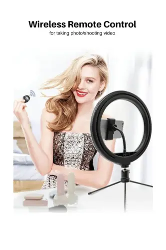 Bluetooth Bilan Boshqariladigan Stol Oyoqli 10 Dyumli Led Ring Lıght Influencer Youtuber Tiktok Makiyaj Chirog'i-BT QORA - 4