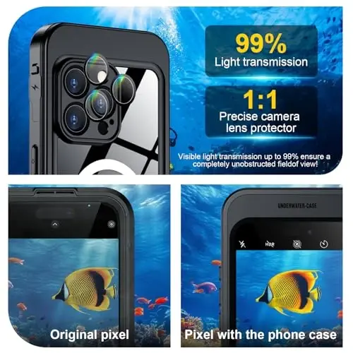 [Bluetooth Control] Underwater Camera Case for iPhone 16 Pro Max Case Waterproof,[ IP68 Underwater Physical Button Photography & Video Recording] Cover Bag Box for Snorkeling, Swimming & Surfing-6.9