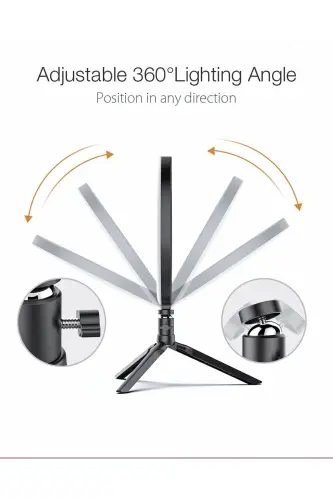 Bluetooth Controlled Table Stand 10 Inch Led Ring Light Influencer Youtuber Tiktok Makeup Light-BT BLACK - 7