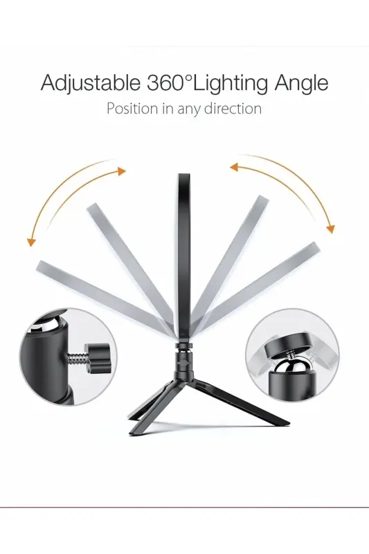 Bluetooth Controlled Table Stand 10 Inch Led Ring Light Influencer Youtuber Tiktok Makeup Light-BT BLACK - 7