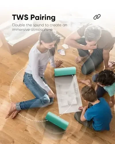 Bluetooth dinamik Stocking Stuffers erkaklar ayollar o'smirlar o'g'il qizlar uchun: Portativ simsiz, IPX5 suv o'tkazmaydigan, kattalar uchun oq fil sovg'alari, 20 soatgacha o'yin vaqti, TWS juftligi, uy/partiya/tashqi makon uchun (Teal) - 5