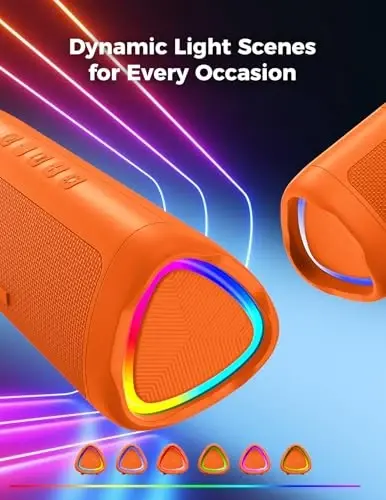 Bluetooth Speaker, 20W HD Sound, Portable Wireless, IPX5 Waterproof, Up to 24H Playtime, TWS, for Home/Party/Outdoor/Camping/Beach Essentials, Birthday Gift for Fathers Day Men Dad Husband (Orange) - 4