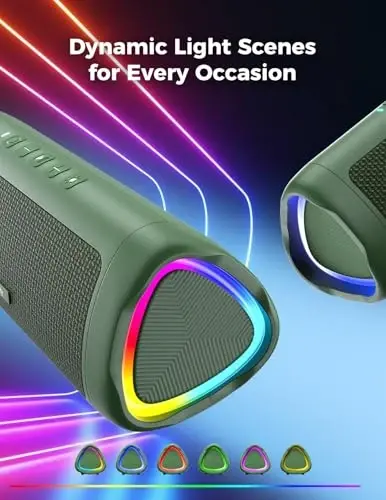 Bluetooth Speaker, 20W HD Sound, Portable Wireless, IPX5 Waterproof, Up to 24H Playtime, TWS, for Home/Party/Outdoor/Camping/Beach Essentials, Birthday Gift for Fathers Day Men Dad Husband (Green) - 3