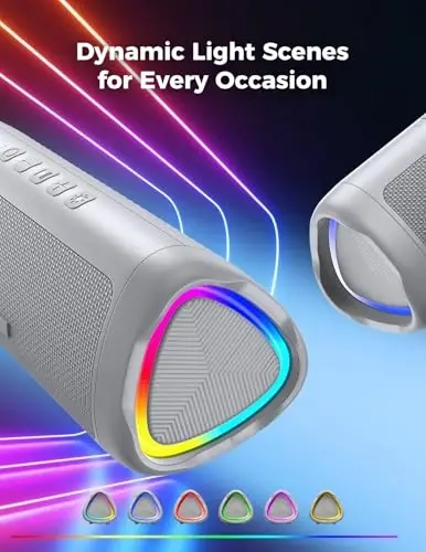 Bluetooth Speaker, 20W HD Sound, Portable Wireless, IPX5 Waterproof, Up to 24H Playtime, TWS, for Home/Party/Outdoor/Camping/Beach Essentials, Birthday Gift for Fathers Day Men Dad Husband (Grey) - 3