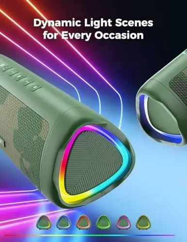 Bluetooth Speaker, 20W HD Sound, Portable Wireless, IPX5 Waterproof, Up to 24H Playtime, TWS, for Home/Party/Outdoor/Camping/Beach Essentials, Birthday Gift for Fathers Day Men Dad Husband (Camo) - 3