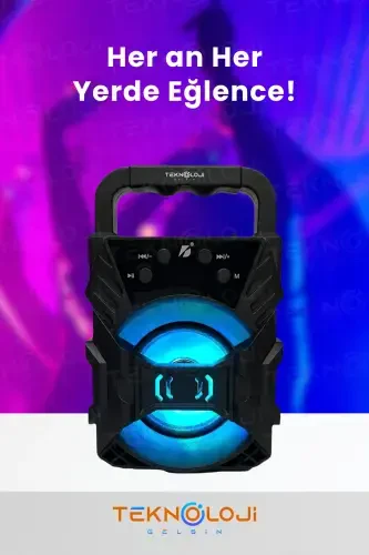 Bluetooth Hoparlör Led Taşınabilir Bass Speaker-Siyah - 4