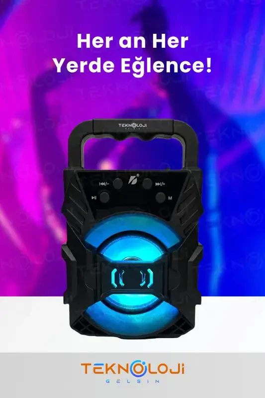 Bluetooth Hoparlör Led Taşınabilir Bass Speaker-Siyah - 4