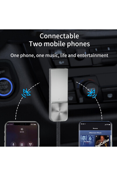 Bluetooth Kablosuz Bt5.1 Usb To 3,5mm Araç Kiti Bluetooth Araç Içi Fm Transmitter Hifi Ses Destekli - 11