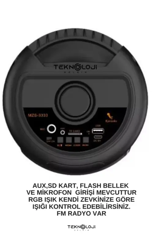 Bluetooth Karnay 3X3 dyuym 40sm Stereo Effekt RGB Yorug'liq Parti Karnay Dinamik Karaoke Mikrofon Hadya - 7