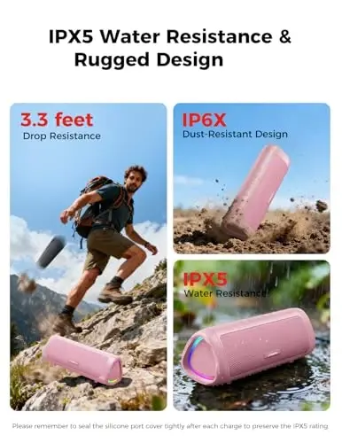 Bluetooth karnay erkaklar ayollar o'smirlar bolalar qizlar uchun paypoq sovg'alari: Portativ simsiz, IPX5 suv o'tkazmaydigan, kattalar uchun oq fil sovg'alari, 20 soatgacha o'ynash vaqti, TWS juftligi, uy / ziyofat / tashqi makon uchun (pushti) - 4