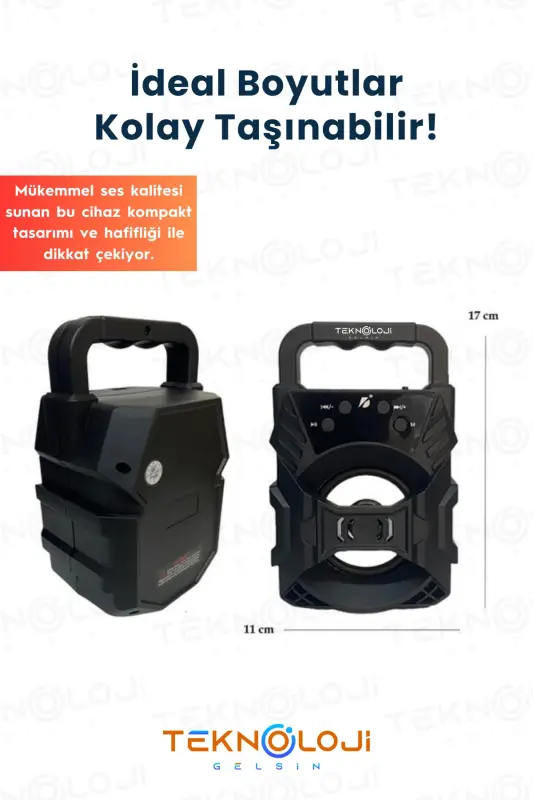 Bluetooth karnay Led Portativ Bass Dinamik-Qora - 5