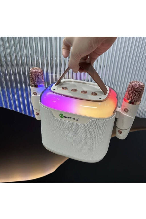 Bluetooth karnaylar, 2 ta mikrofonli, RGB yoritg'ichli, simsiz karaoke karnaylar, surround sistem. - 1