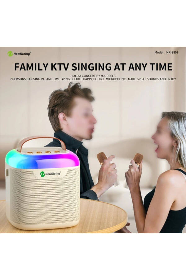 Bluetooth karnaylar, 2 ta mikrofonli, RGB yoritg'ichli, simsiz karaoke karnaylar, surround sistem. - 4