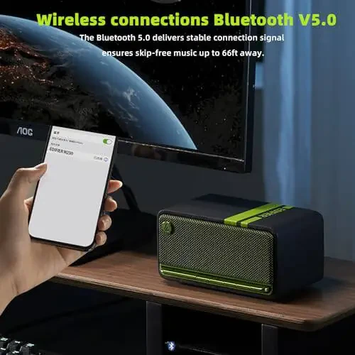 Bluetooth-колонка Edifier Retro Wood, Беспроводные портативные колонки со стереозвуком 20 Вт, винтажный декоративный динамик с AUX, USB-звуковой картой, Micro SD Черный - 5