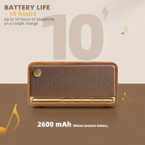 Bluetooth-колонка Edifier Retro Wood, портативная беспроводная колонка с 20 Вт стереозвуком, винтажная декоративная колонка с AUX, USB-звуковой картой, Micro SD коричневого цвета - 2