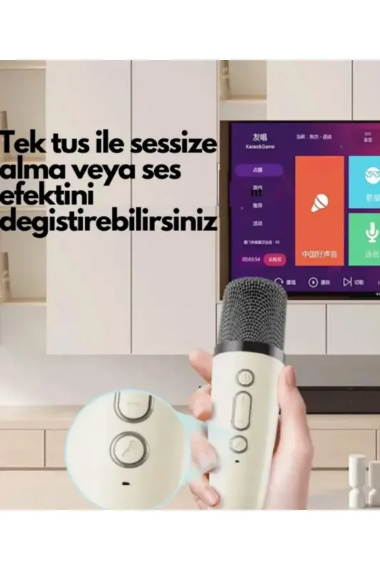 Bluetooth колонка, портативная колонка для вечеринок, караоке-микрофон в подарок, световая бомба, USB/SD вход - Синий - 6