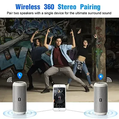 Bluetooth-колонки, 30 Вт, портативная колонка с громким стереозвуком, насыщенные басы, водонепроницаемость IP67, 30+ часов воспроизведения, встроенный микрофон, беспроводная колонка с TF, AUX, FM для душа, бассейна, вечеринки, путешествий, улицы - 6