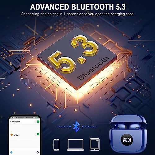 Bluetooth-наушники 5.3 с LED-дисплеем, басами стерео, шумоподавляющим микрофоном, 40 часами воспроизведения - водонепроницаемые спортивные наушники для Android/iOS - 7