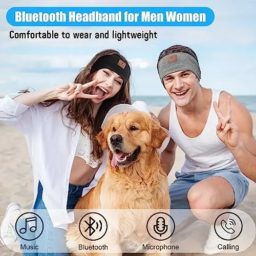 Bluetooth-повязка для сна с наушниками, 2-Pack, 2024 Новая повязка для головы с наушниками с ультратонкими динамиками, Беспроводные наушники для сна для спящих на боку, бега, бессонницы, путешествий, медитации (черно-серый) - 3